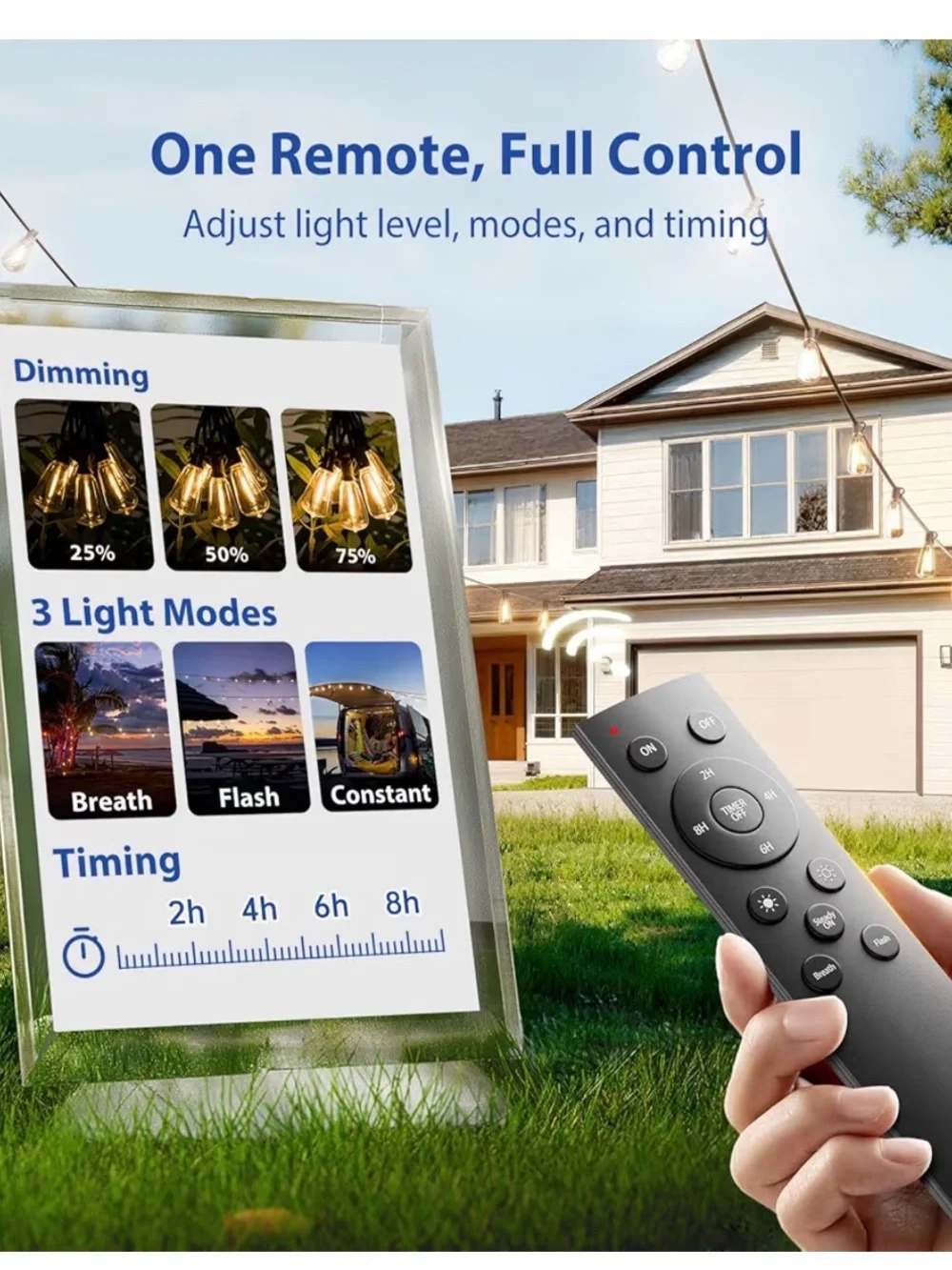 LED Edison Bulb Patio String Lights with Remote - Warm Amber Glow